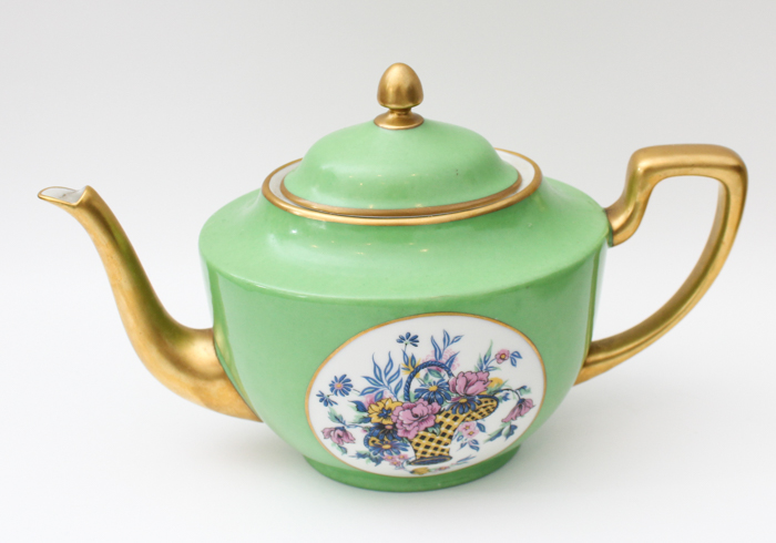 Vintage Limoges Green and Gold-Rimmed China