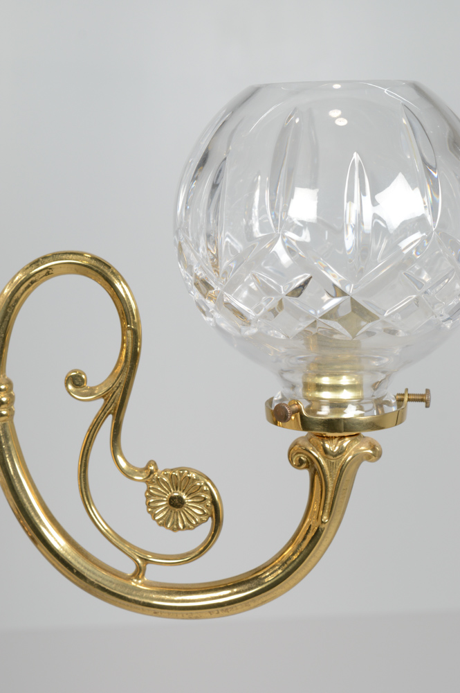 Waterford Crystal "Lismore" Three Arm Brass Chandelier