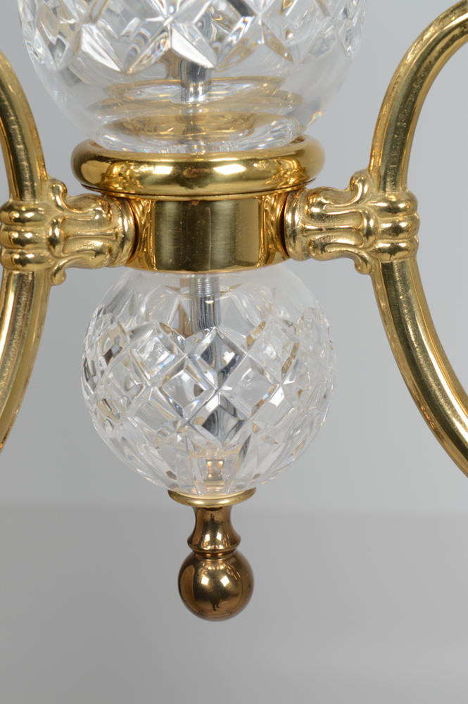 Waterford Crystal "Lismore" Three Arm Brass Chandelier
