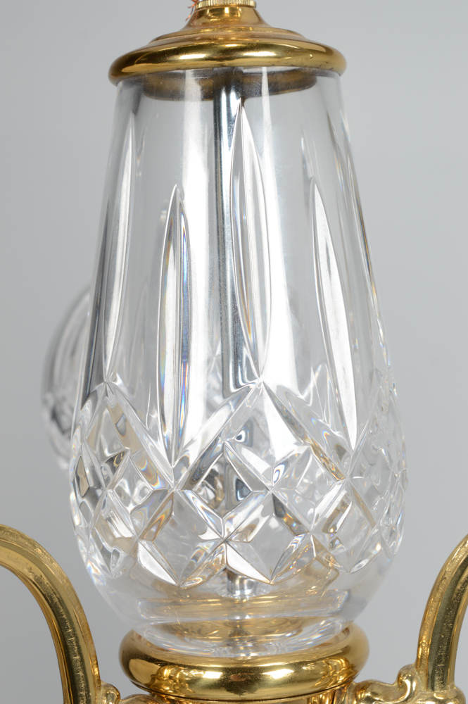 Waterford Crystal "Lismore" Three Arm Brass Chandelier