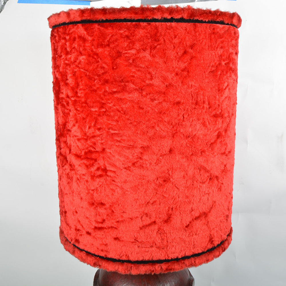 Table Lamp With Plush Red Shade