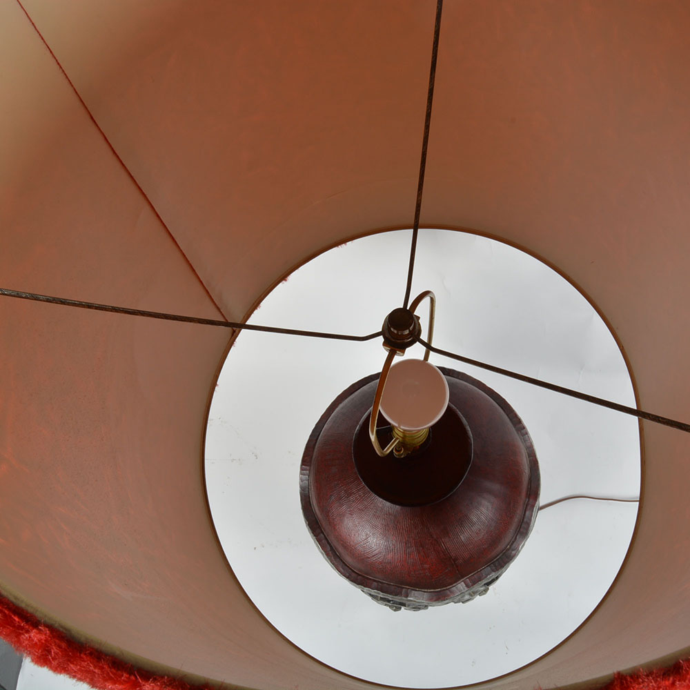 Table Lamp With Plush Red Shade