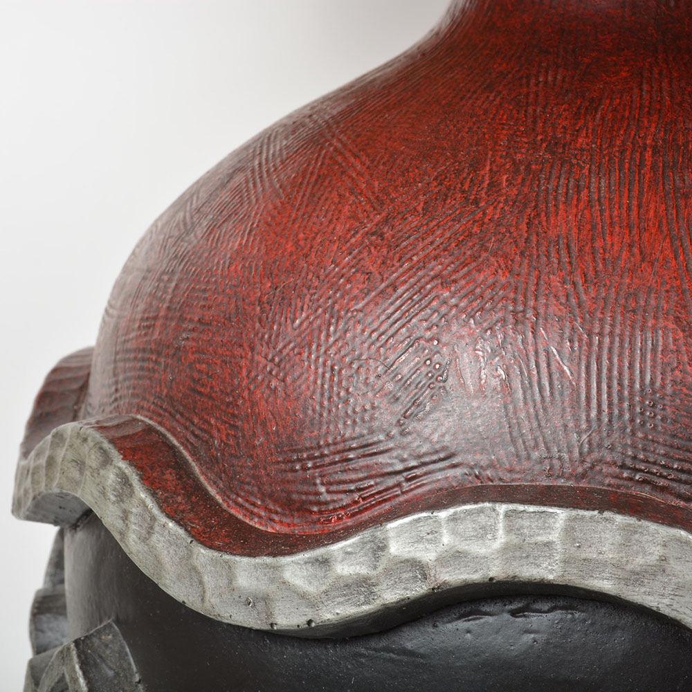 Table Lamp With Plush Red Shade