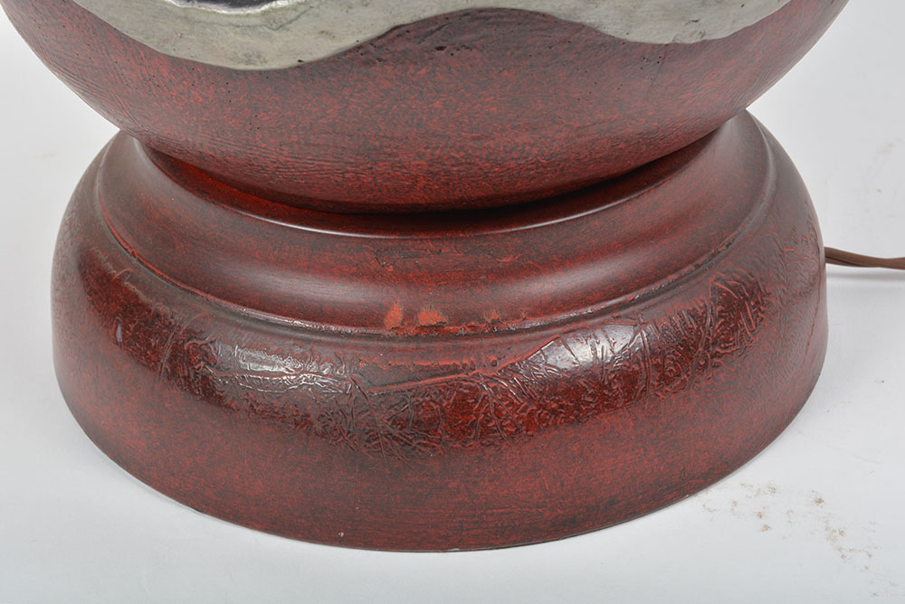 Table Lamp With Plush Red Shade