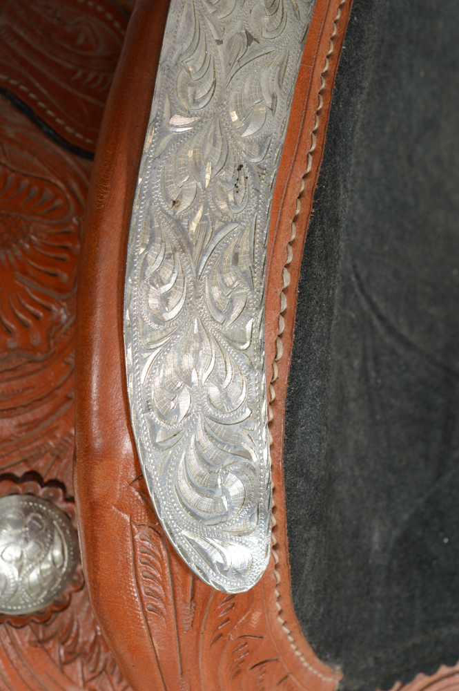 Hand Tooled Leather and Silver Plate Horse Saddle