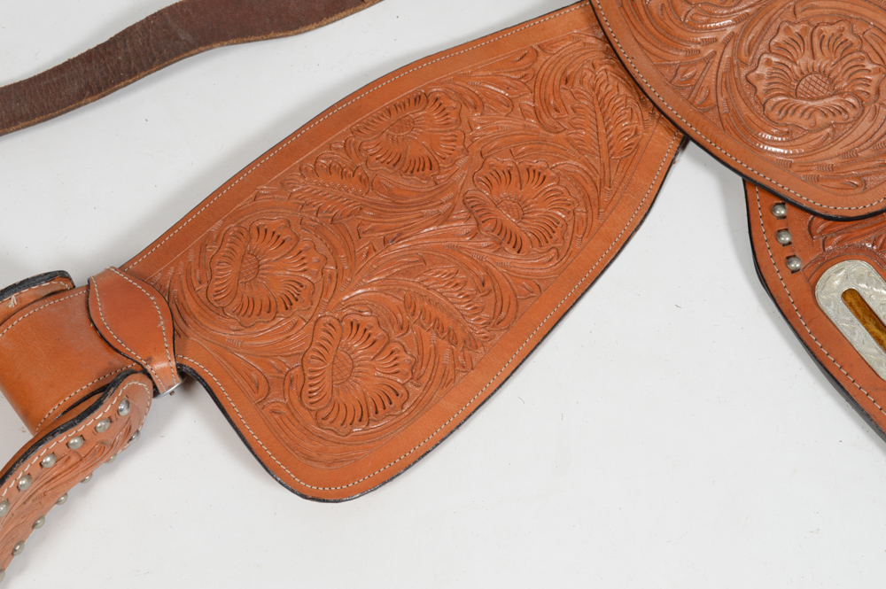 Hand Tooled Leather and Silver Plate Horse Saddle