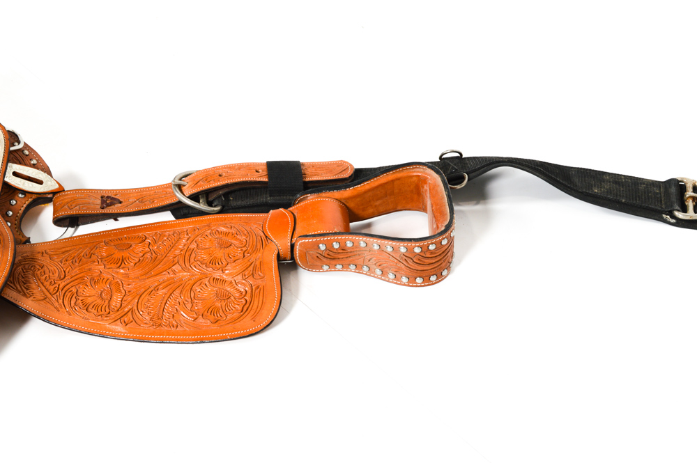 Hand Tooled Leather and Silver Plate Horse Saddle