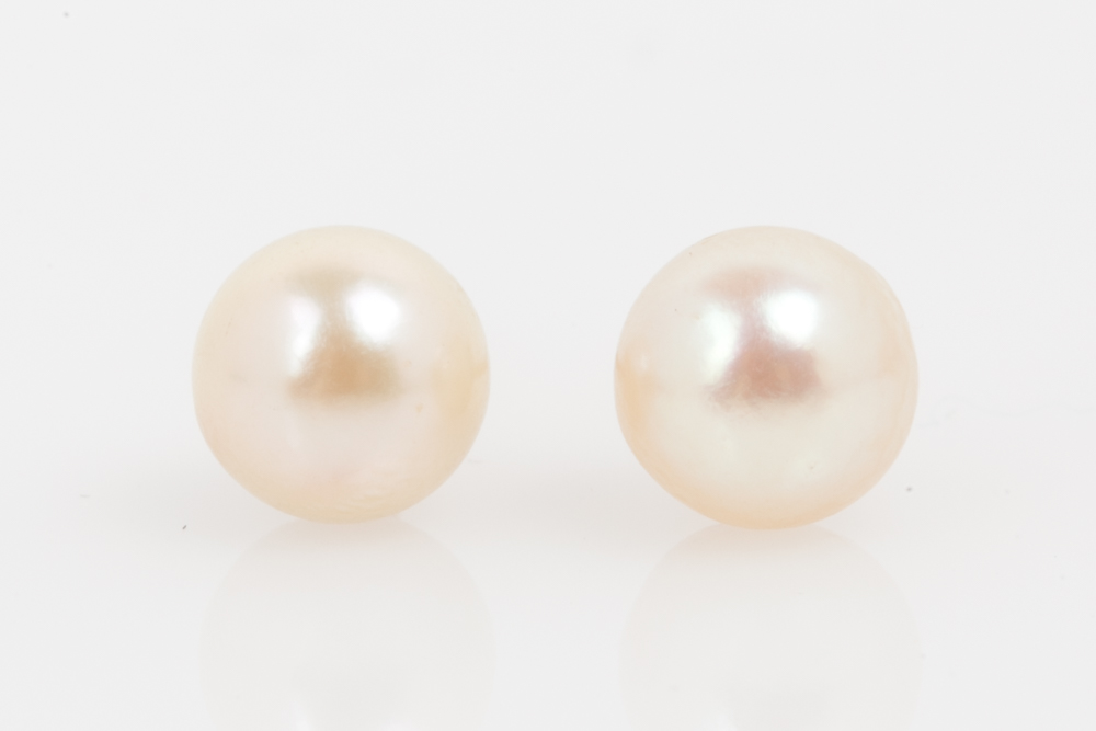 Antique Mother of Pearl Brooch and Pair of Cultured Pearl Stud Earrings