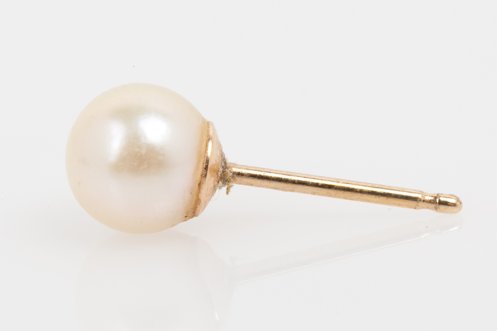 Antique Mother of Pearl Brooch and Pair of Cultured Pearl Stud Earrings