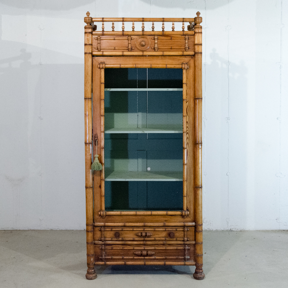 Late 19th Century Aesthetic Movement Faux Bamboo Display Cabinet