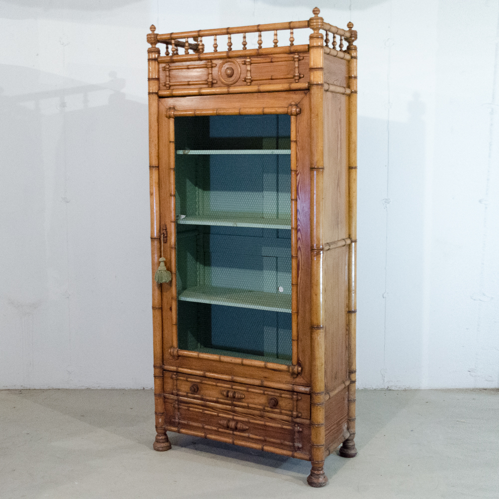 Late 19th Century Aesthetic Movement Faux Bamboo Display Cabinet