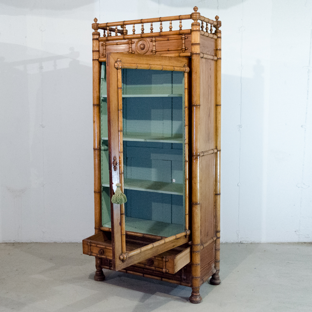 Late 19th Century Aesthetic Movement Faux Bamboo Display Cabinet