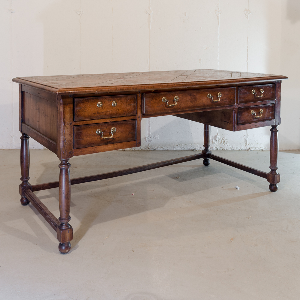 Hickory White Parquetry Top Desk