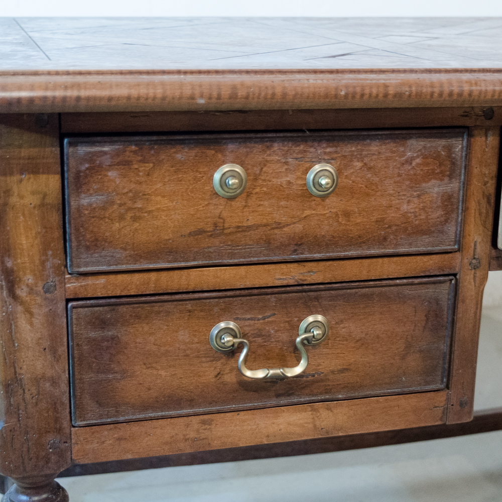 Hickory White Parquetry Top Desk