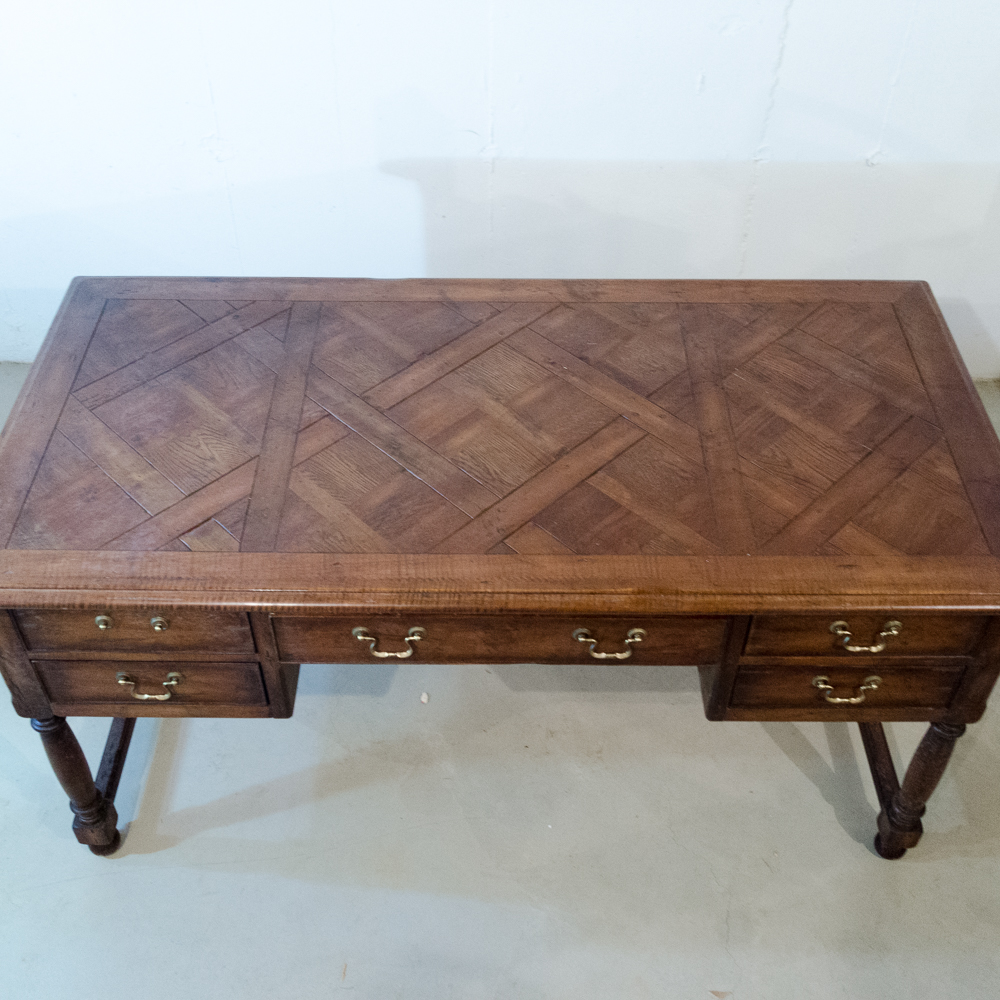 Hickory White Parquetry Top Desk