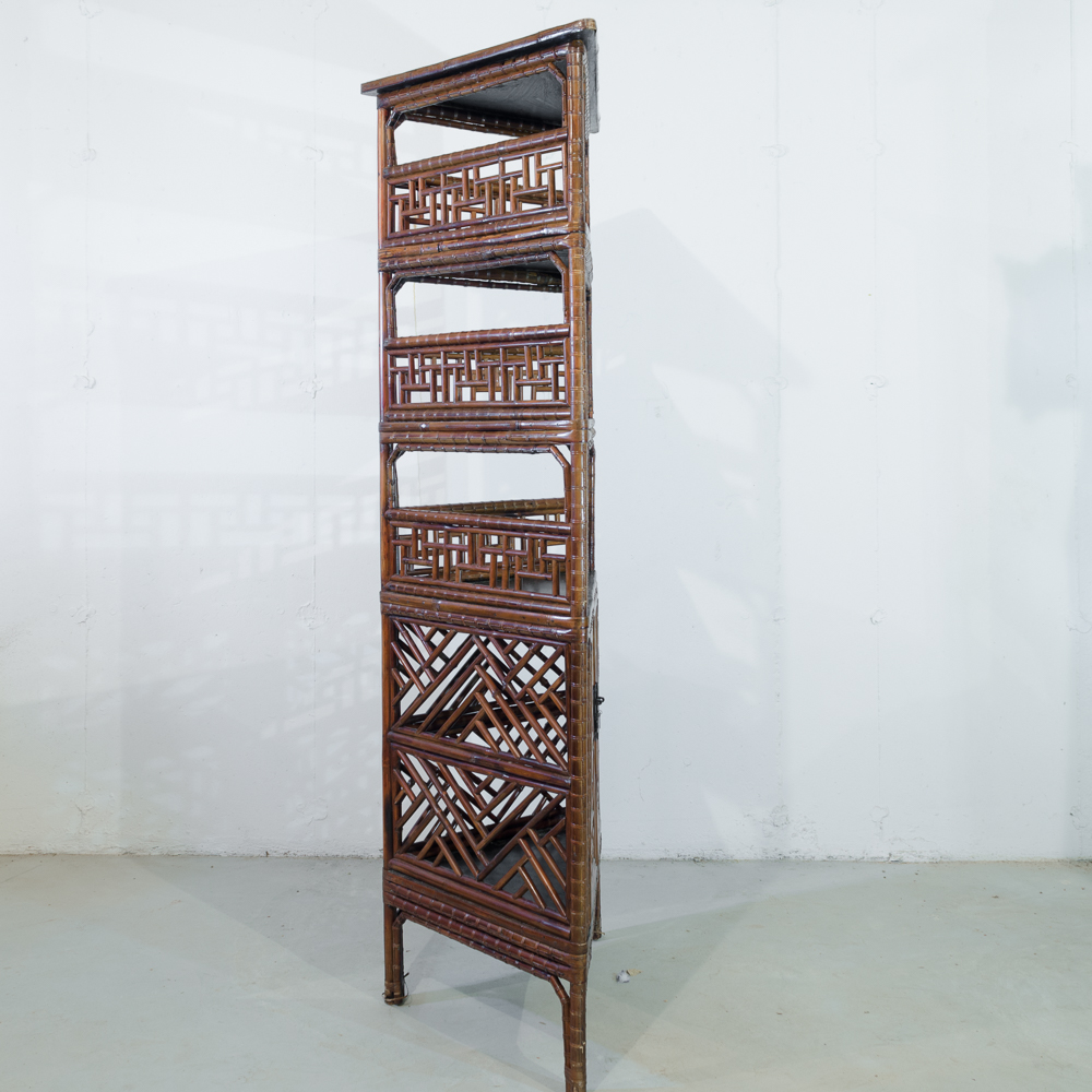 Chinese Style Faux Bamboo Corner Cabinet