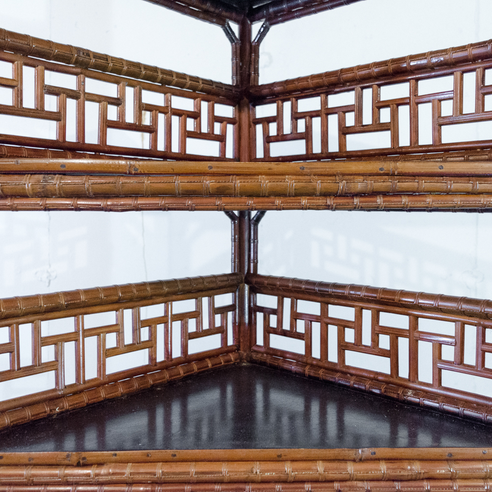 Chinese Style Faux Bamboo Corner Cabinet