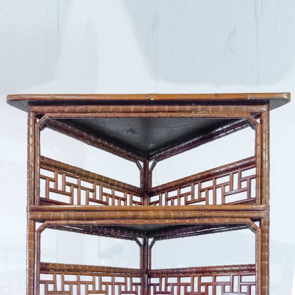 Chinese Style Faux Bamboo Corner Cabinet