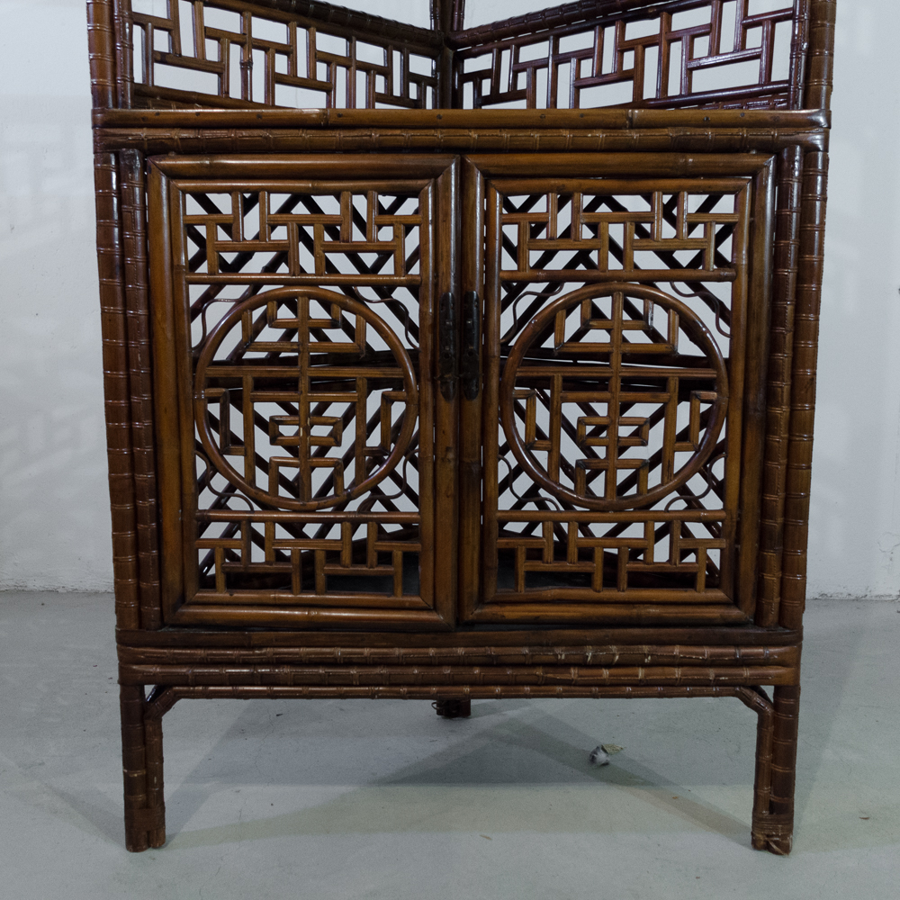 Chinese Style Faux Bamboo Corner Cabinet