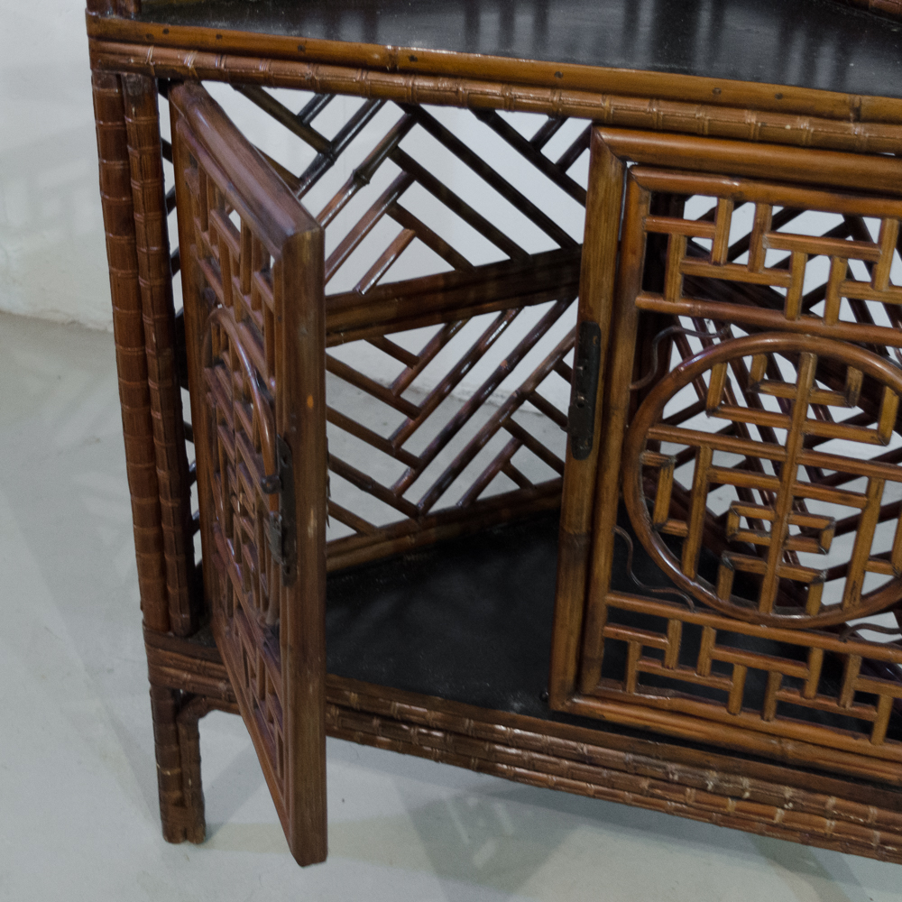 Chinese Style Faux Bamboo Corner Cabinet