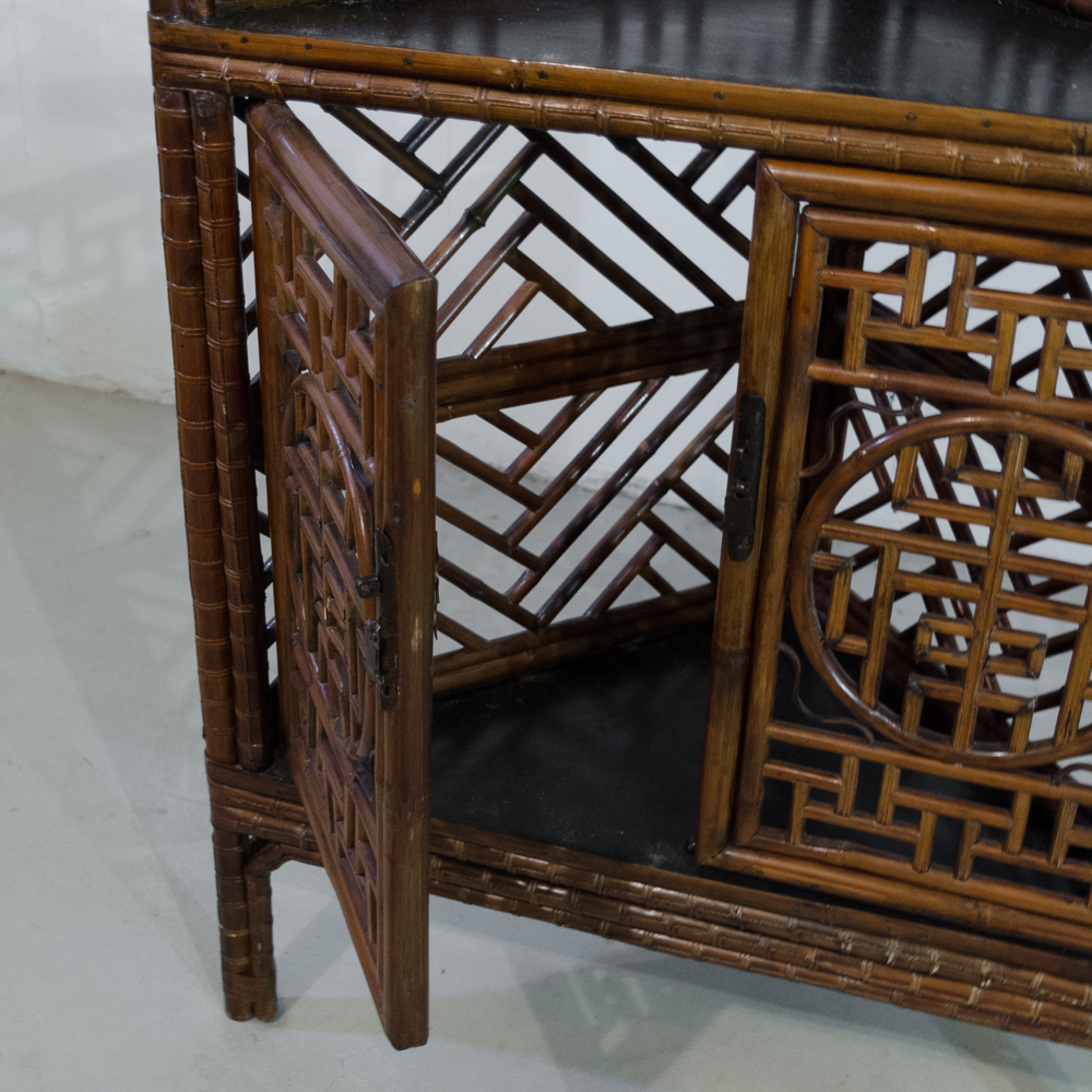 Chinese Style Faux Bamboo Corner Cabinet