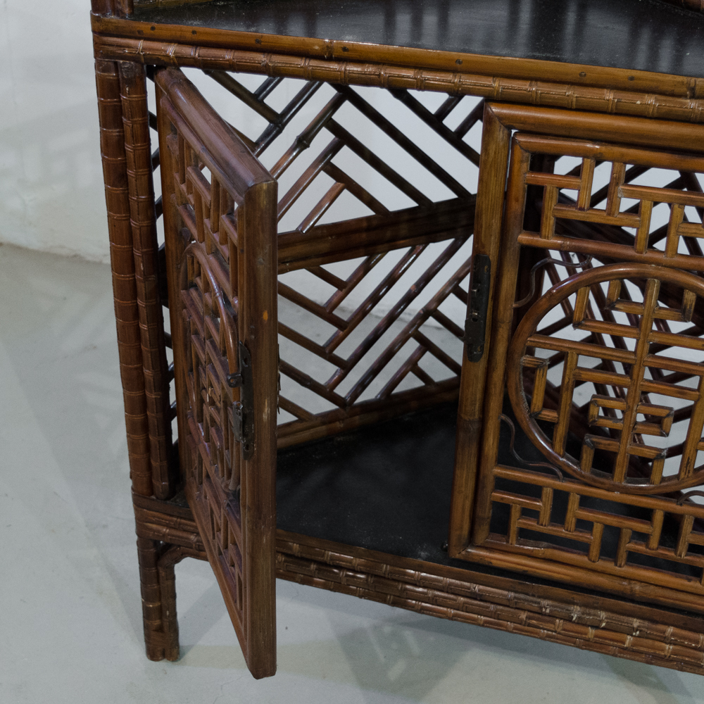 Chinese Style Faux Bamboo Corner Cabinet