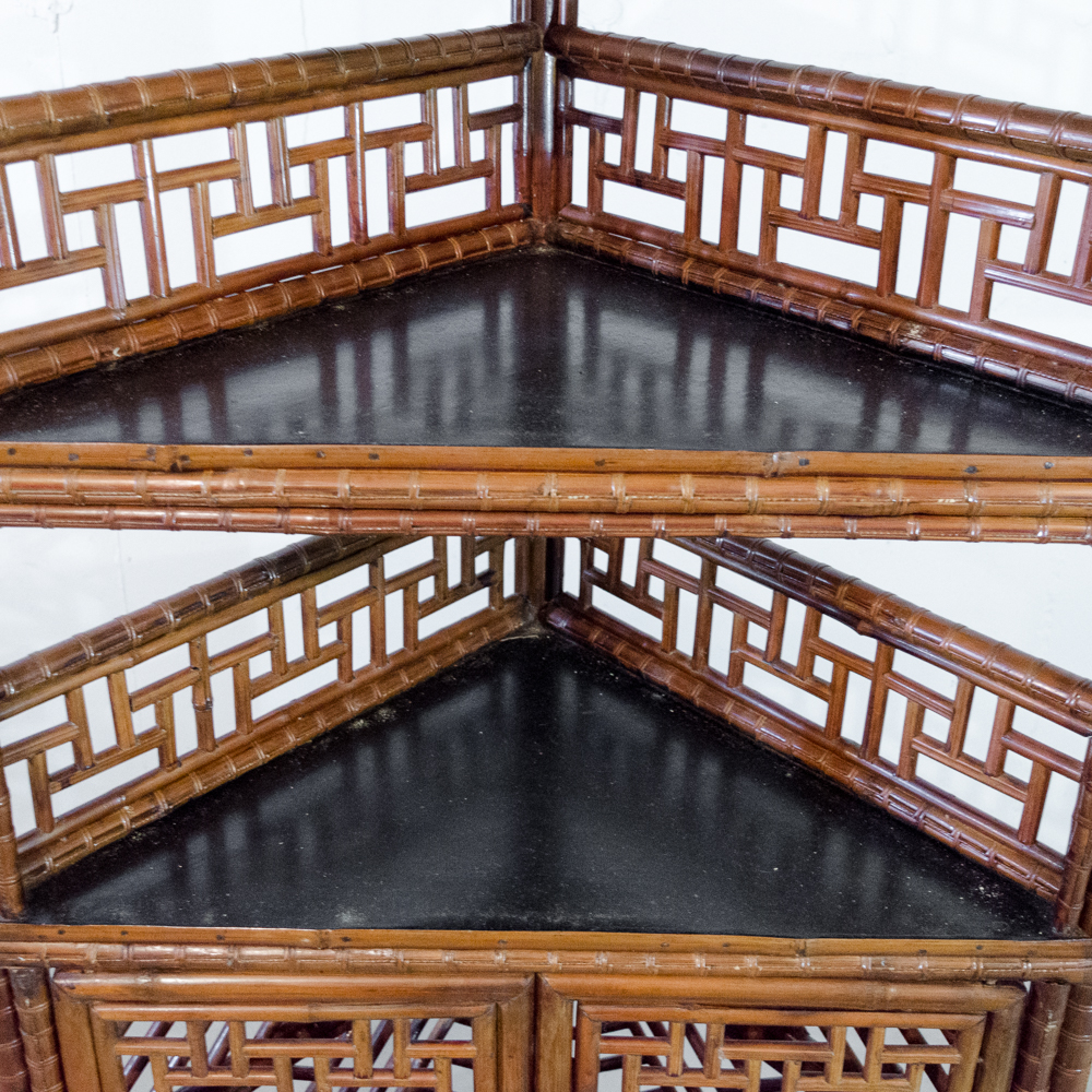 Chinese Style Faux Bamboo Corner Cabinet