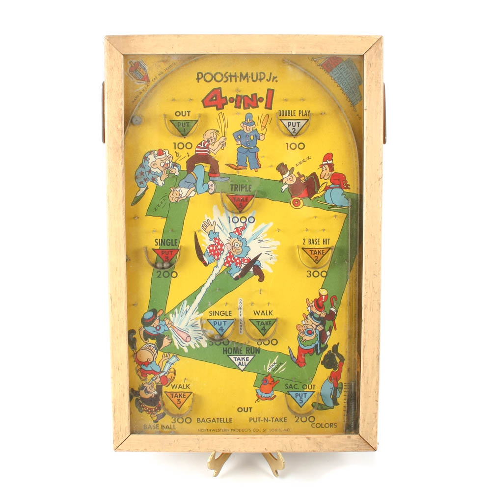 Circa 1930s Poosh-M-Up Jr. "4-in-1" Bagatelle Game