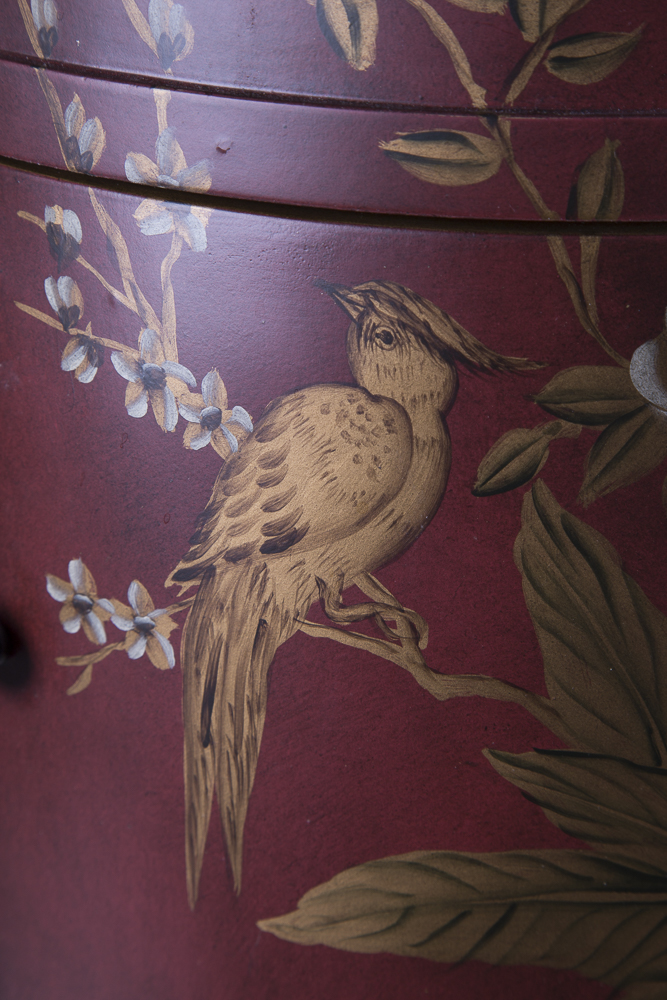 Chinese Inspired Round Hand-Painted Side Cabinet