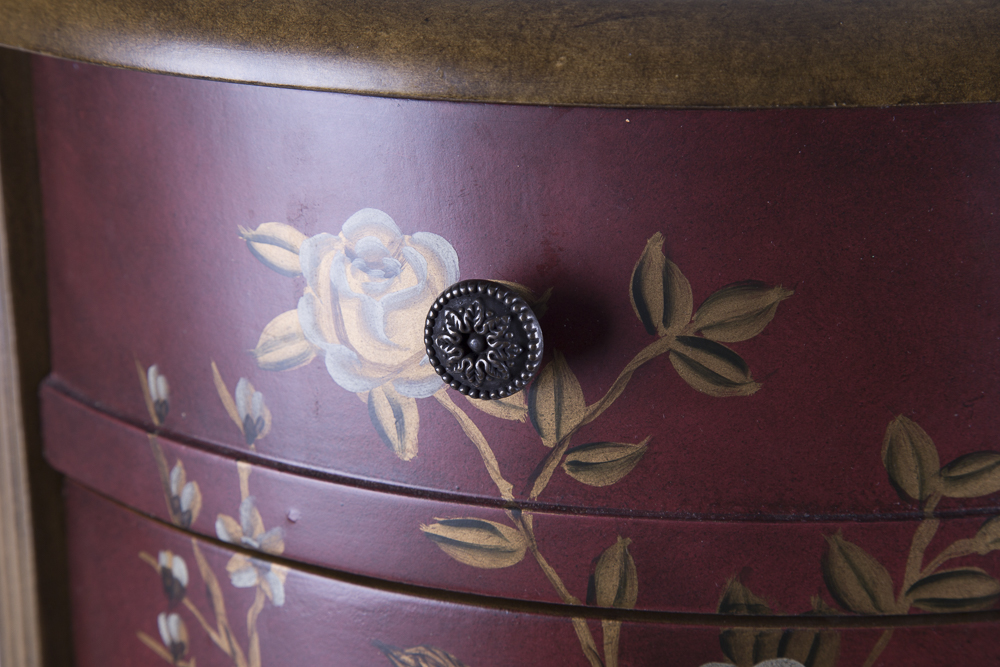 Chinese Inspired Round Hand-Painted Side Cabinet