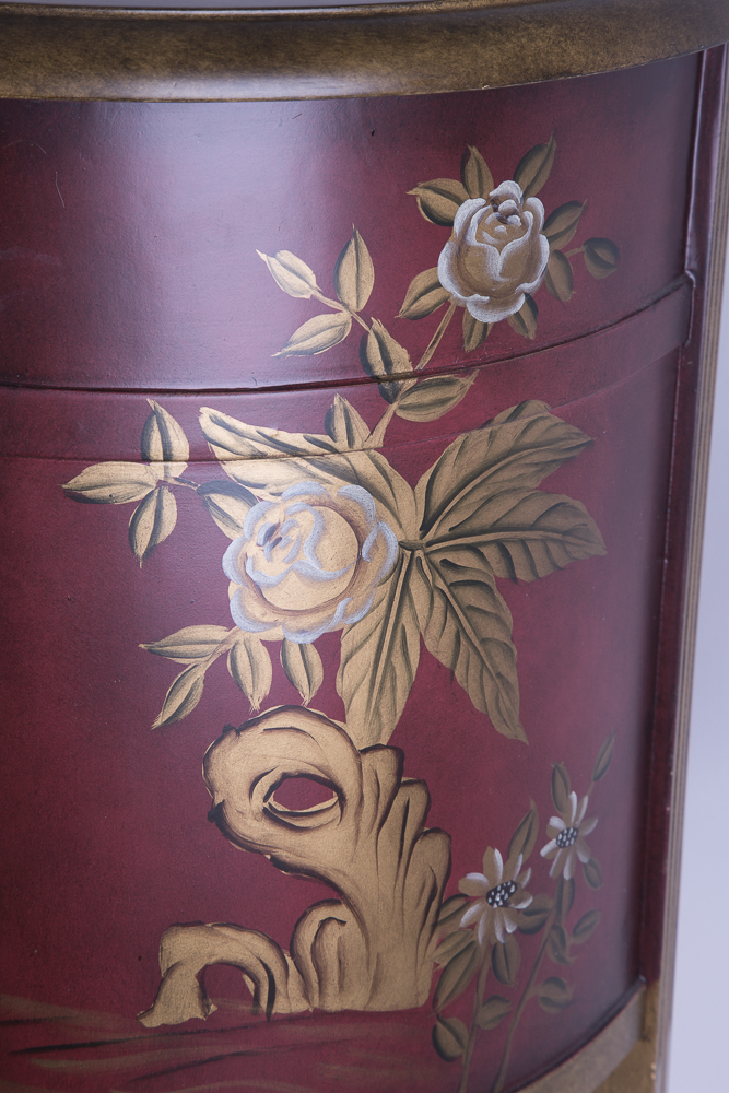 Chinese Inspired Round Hand-Painted Side Cabinet
