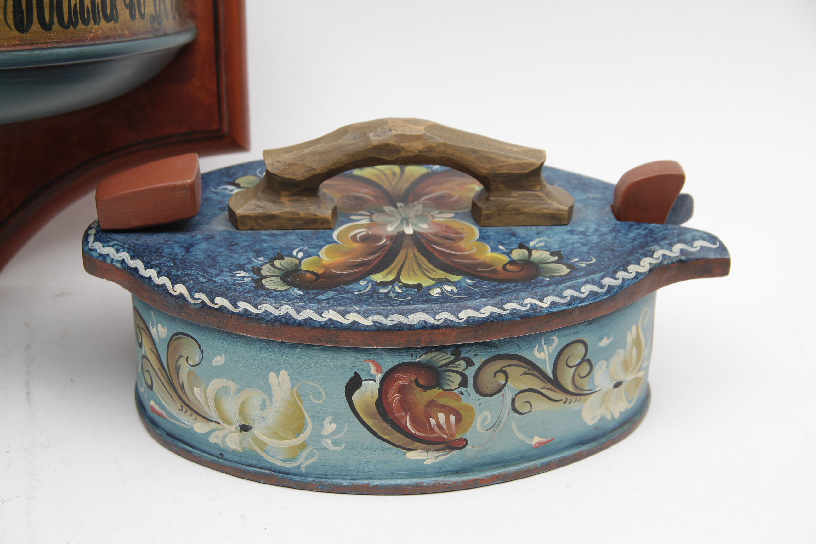 Norwegian Rosemaling Decorative Box and Wall Shelf