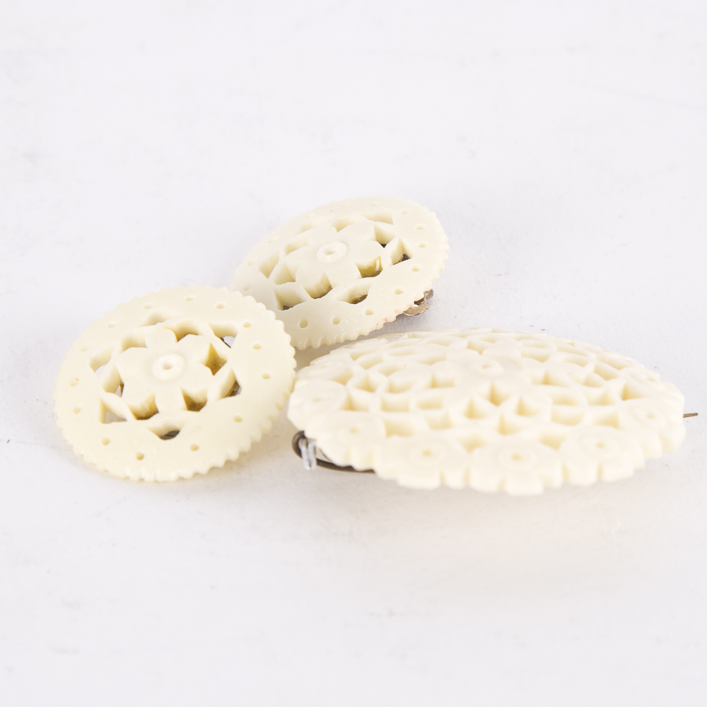 Vintage Celluoid Pin and Earring Set