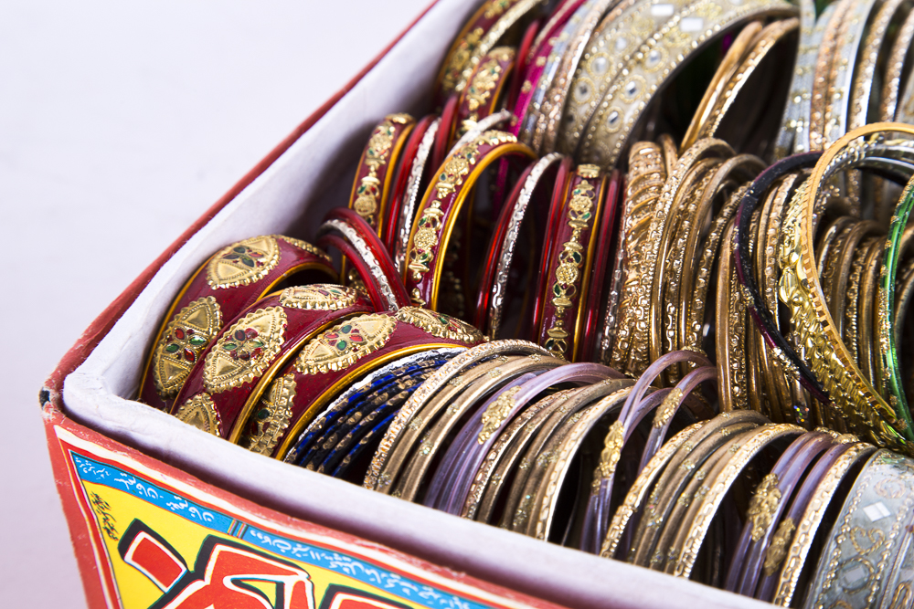Multitude of Indian Style Bangle Bracelets
