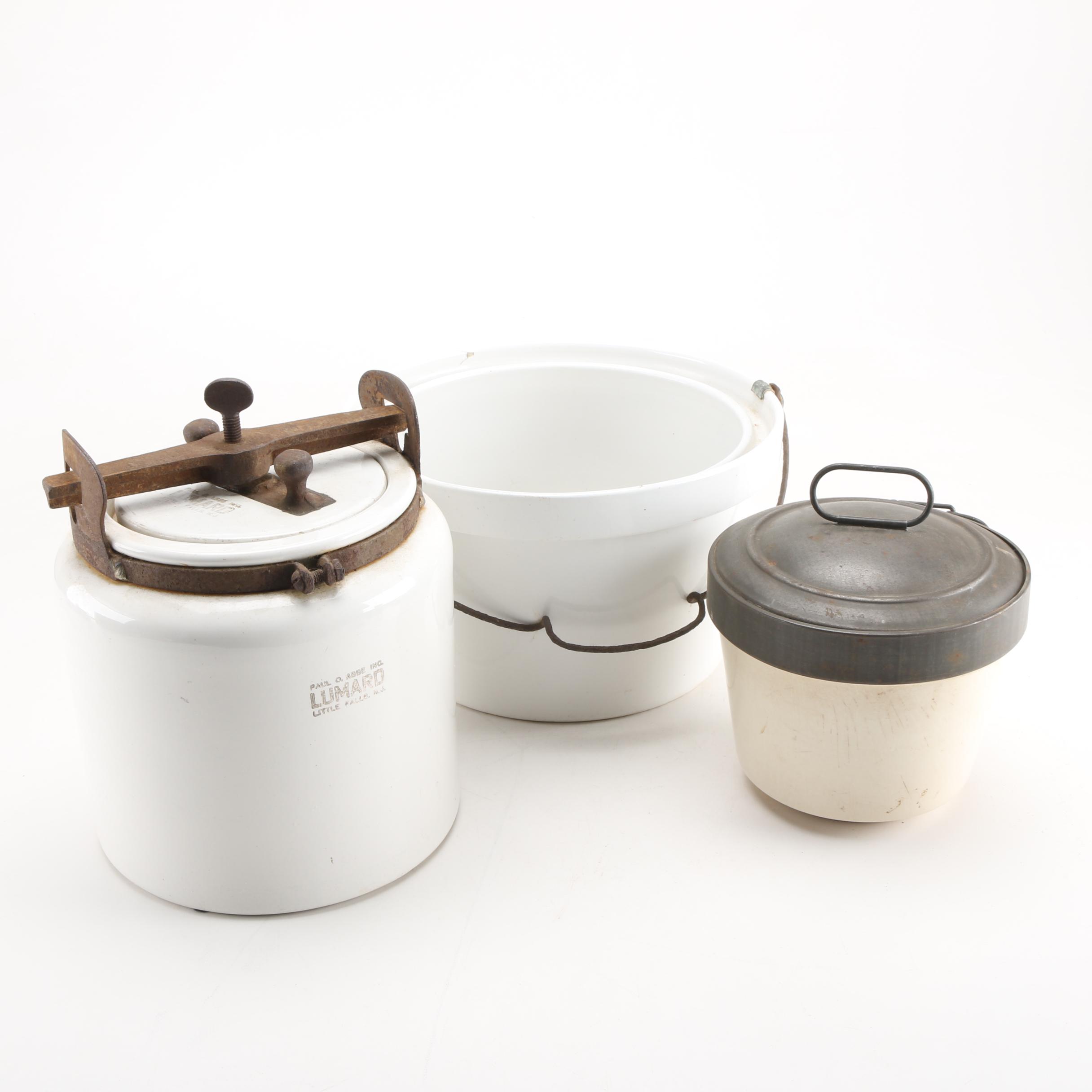 Vintage Paul O. Abbé Milling Jar and Other Stoneware