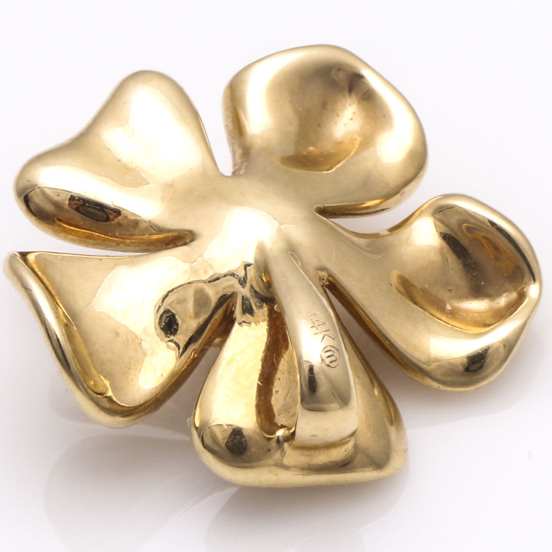 14K Yellow Gold Diamond Cherry Blossom Pendant