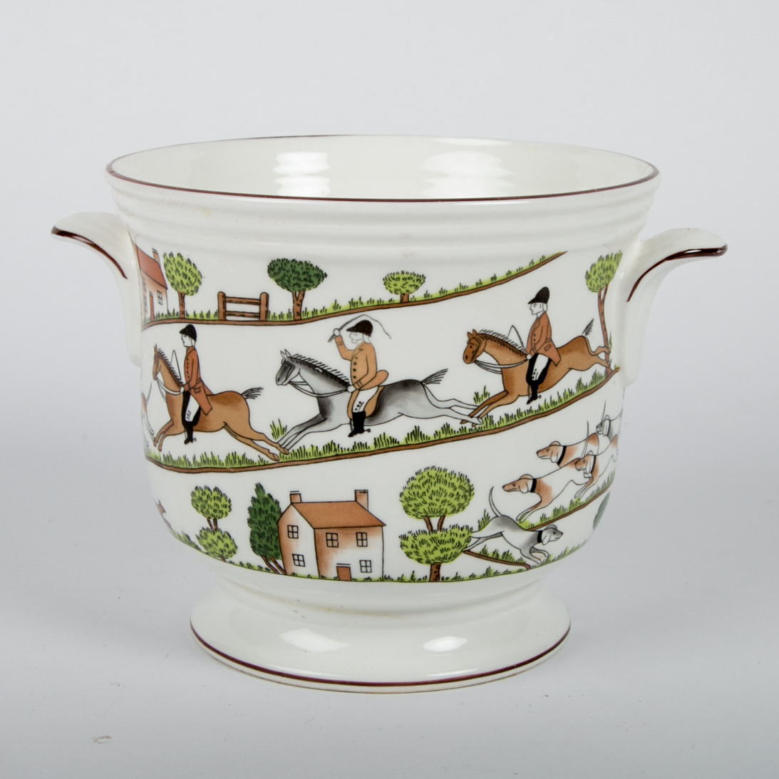 Vintage Crown Staffordshire "Hunting Scene" Cachepot
