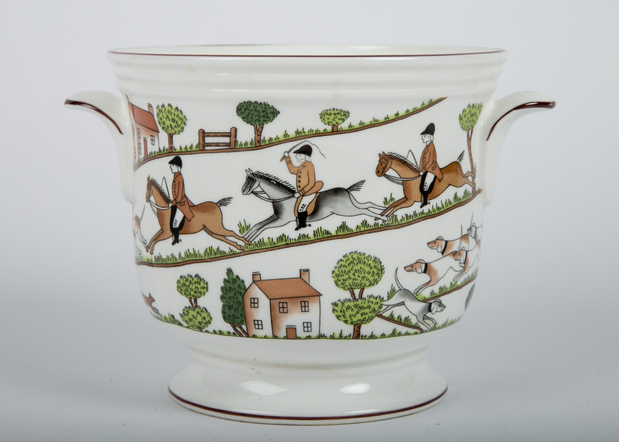 Vintage Crown Staffordshire "Hunting Scene" Cachepot