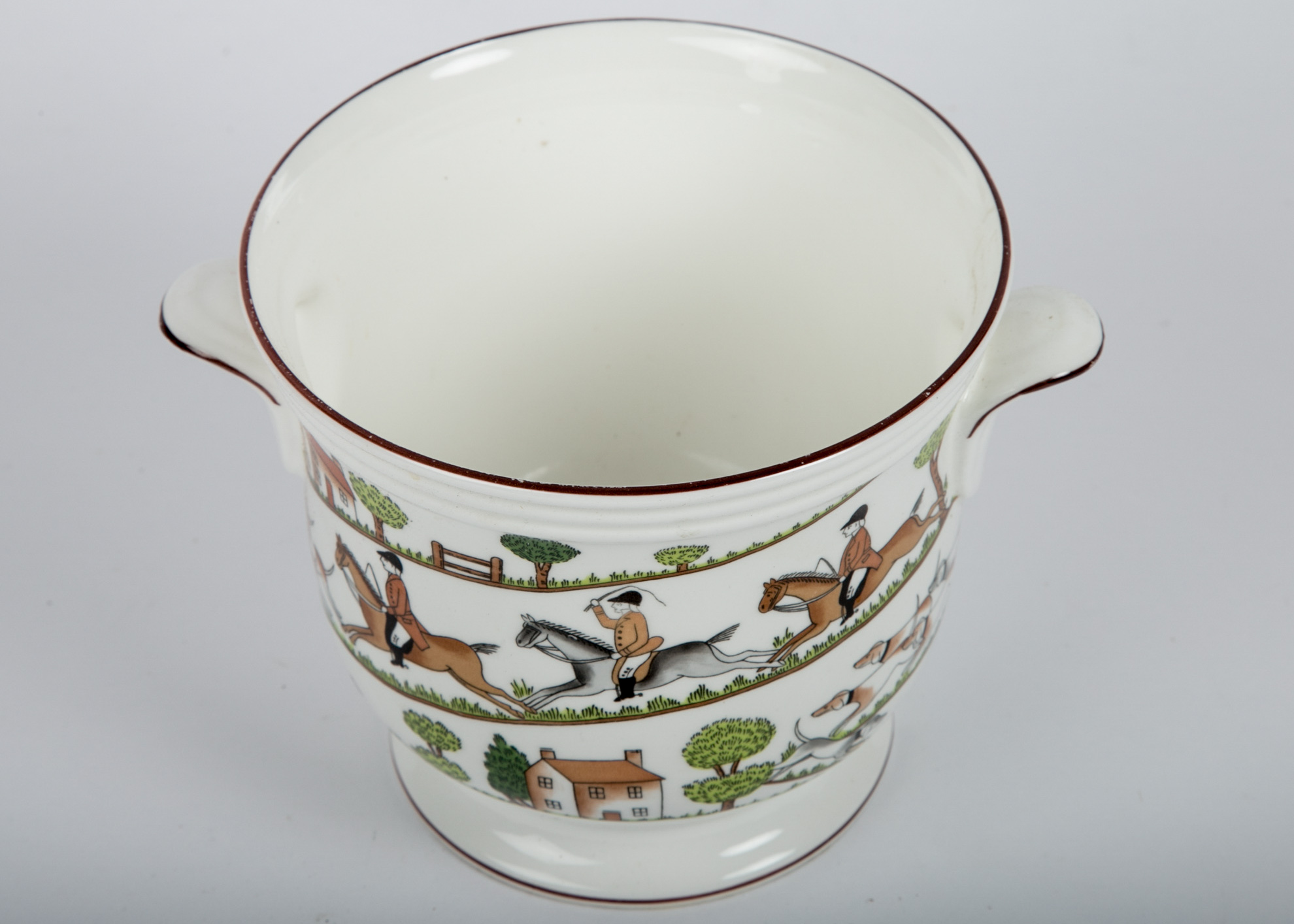 Vintage Crown Staffordshire "Hunting Scene" Cachepot
