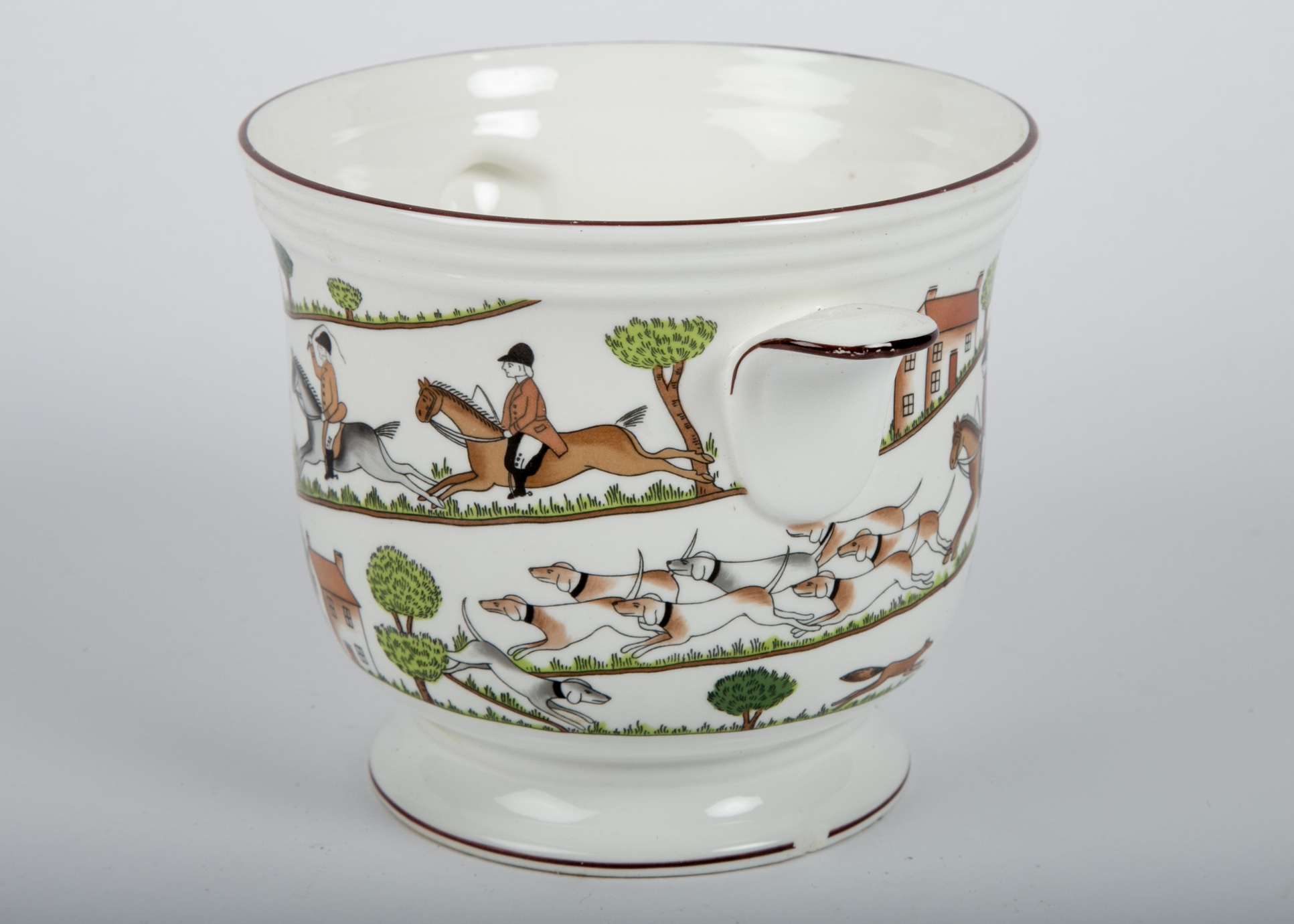 Vintage Crown Staffordshire "Hunting Scene" Cachepot