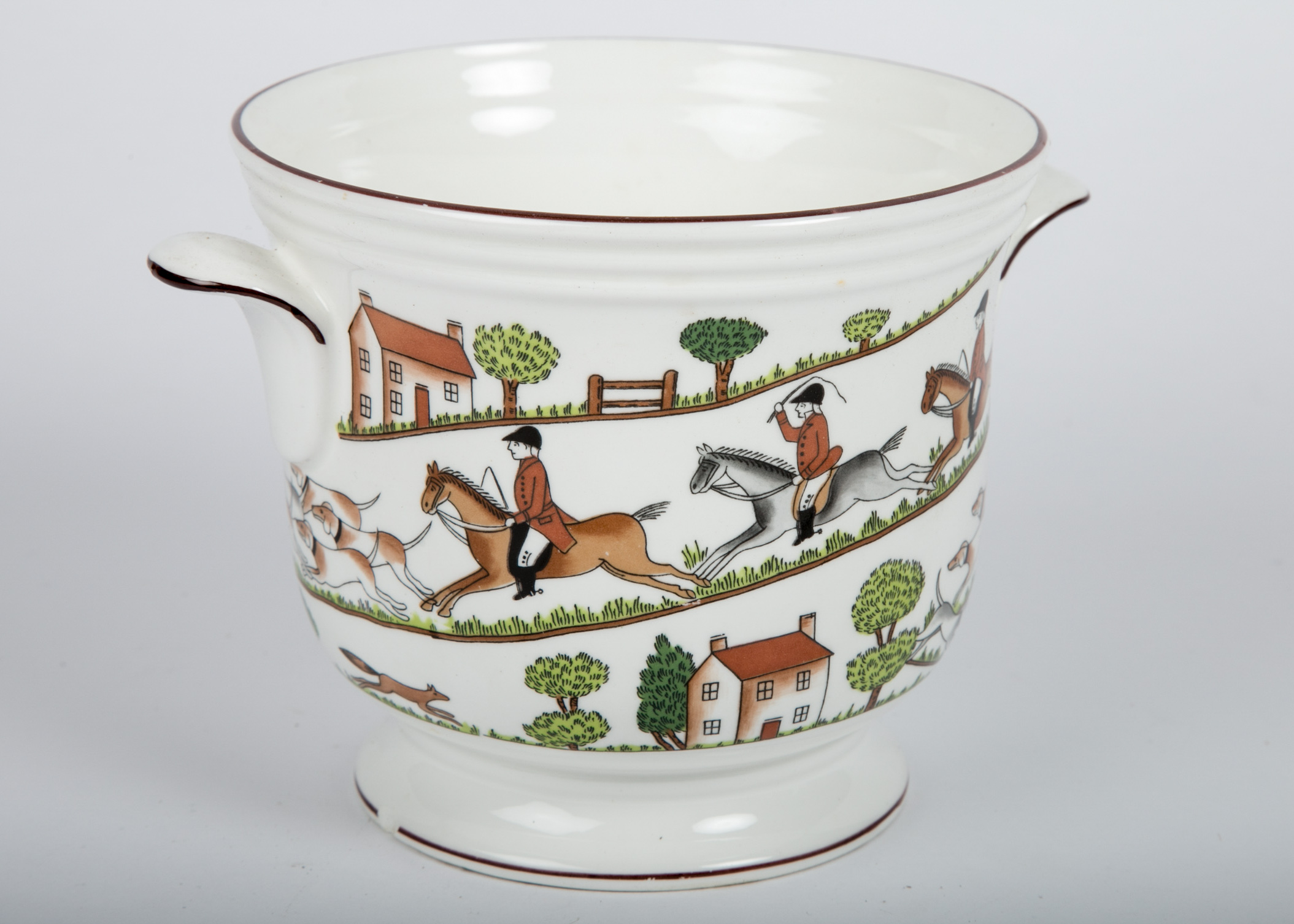 Vintage Crown Staffordshire "Hunting Scene" Cachepot