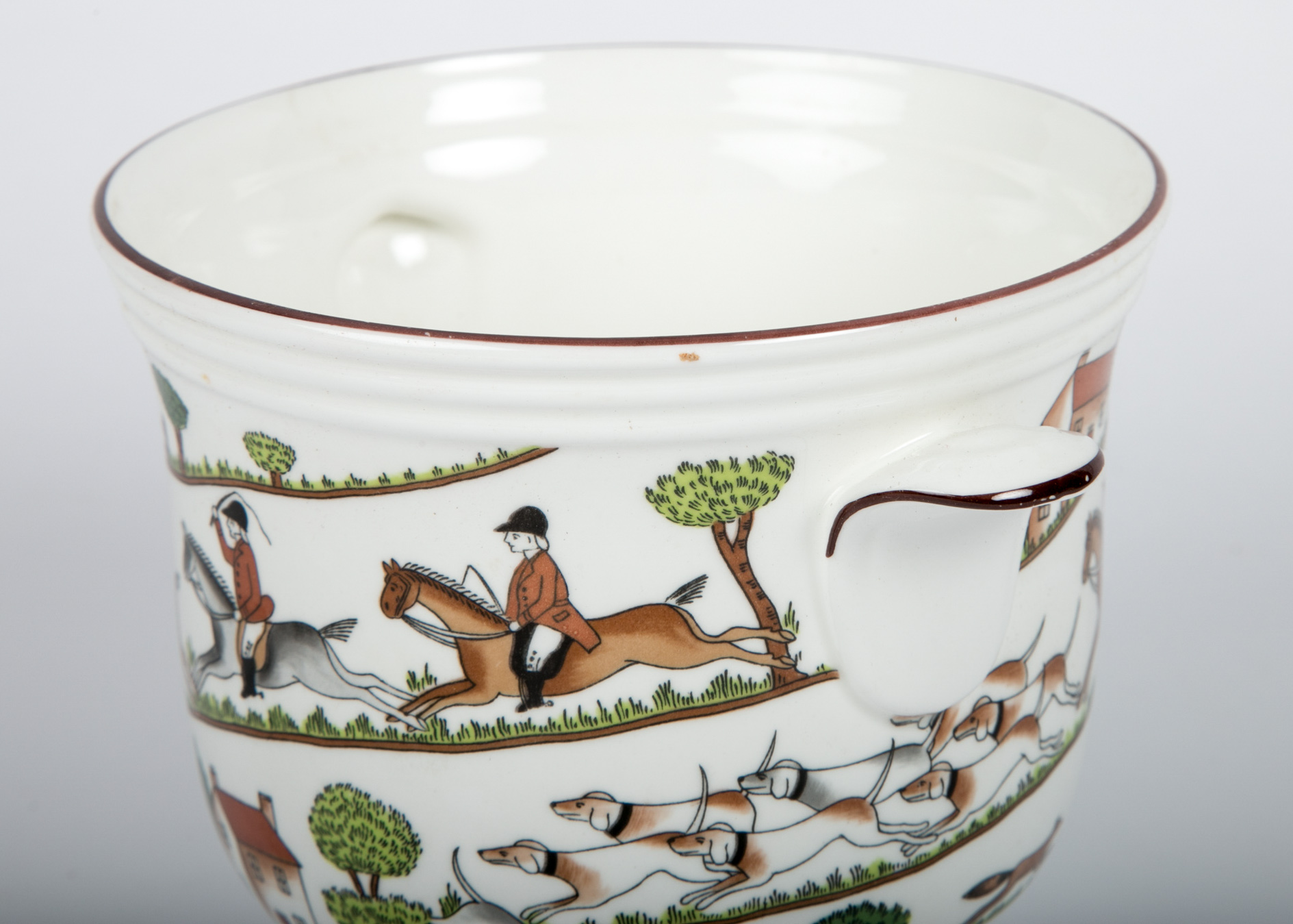 Vintage Crown Staffordshire "Hunting Scene" Cachepot