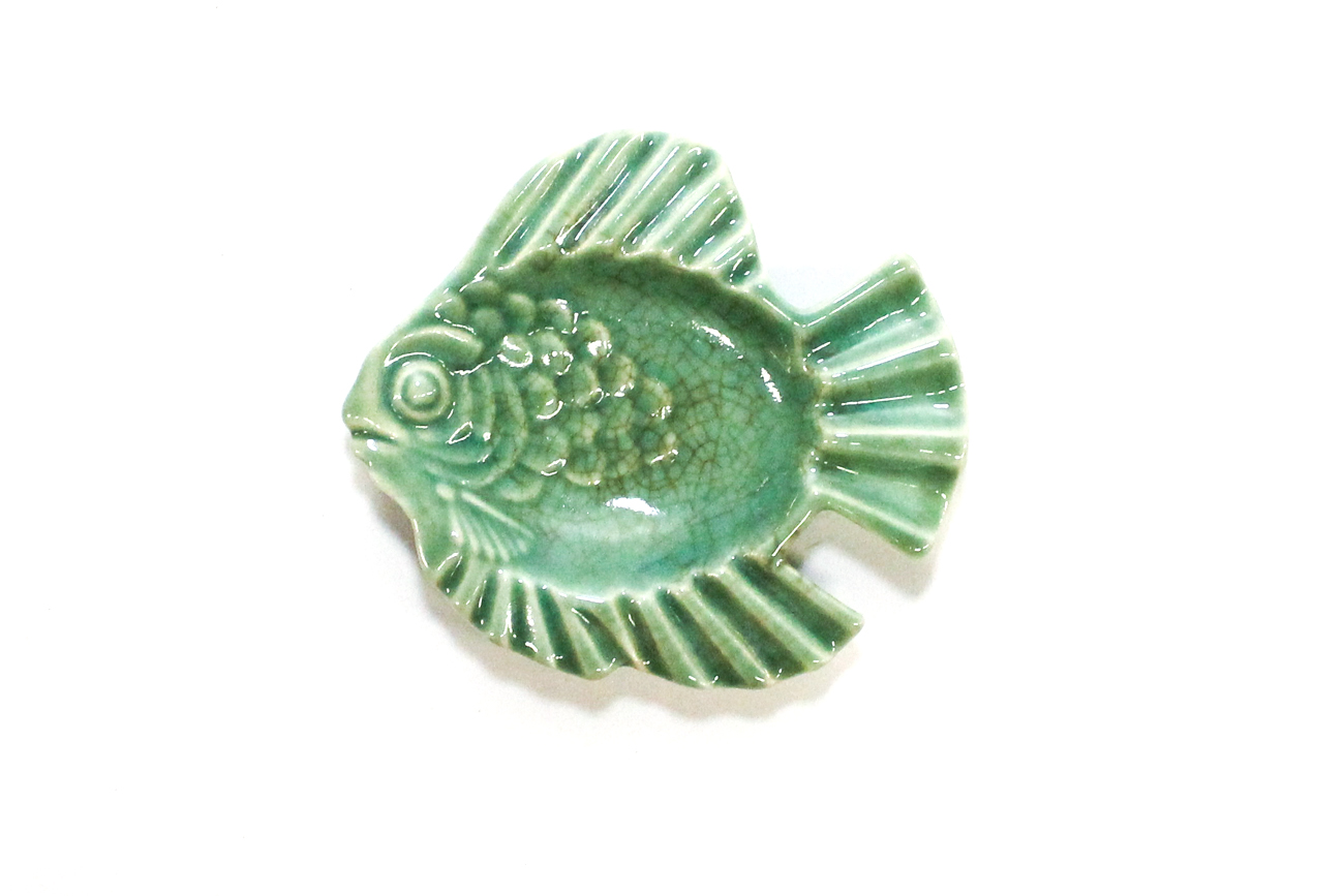 1945 Rookwood Pottery Green Fish Ash Receiver