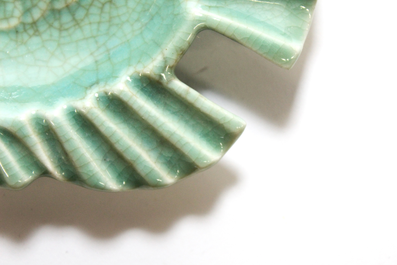 1945 Rookwood Pottery Green Fish Ash Receiver