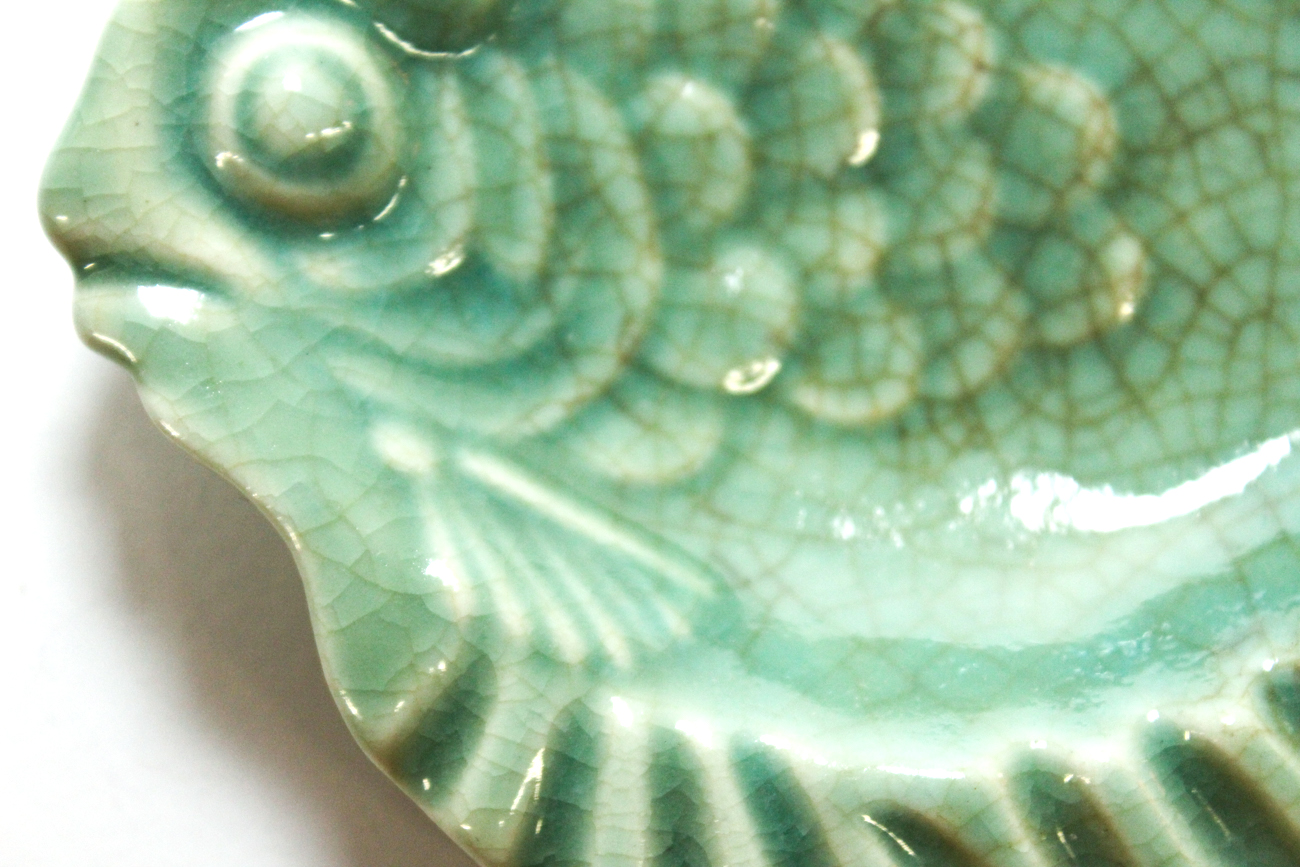 1945 Rookwood Pottery Green Fish Ash Receiver