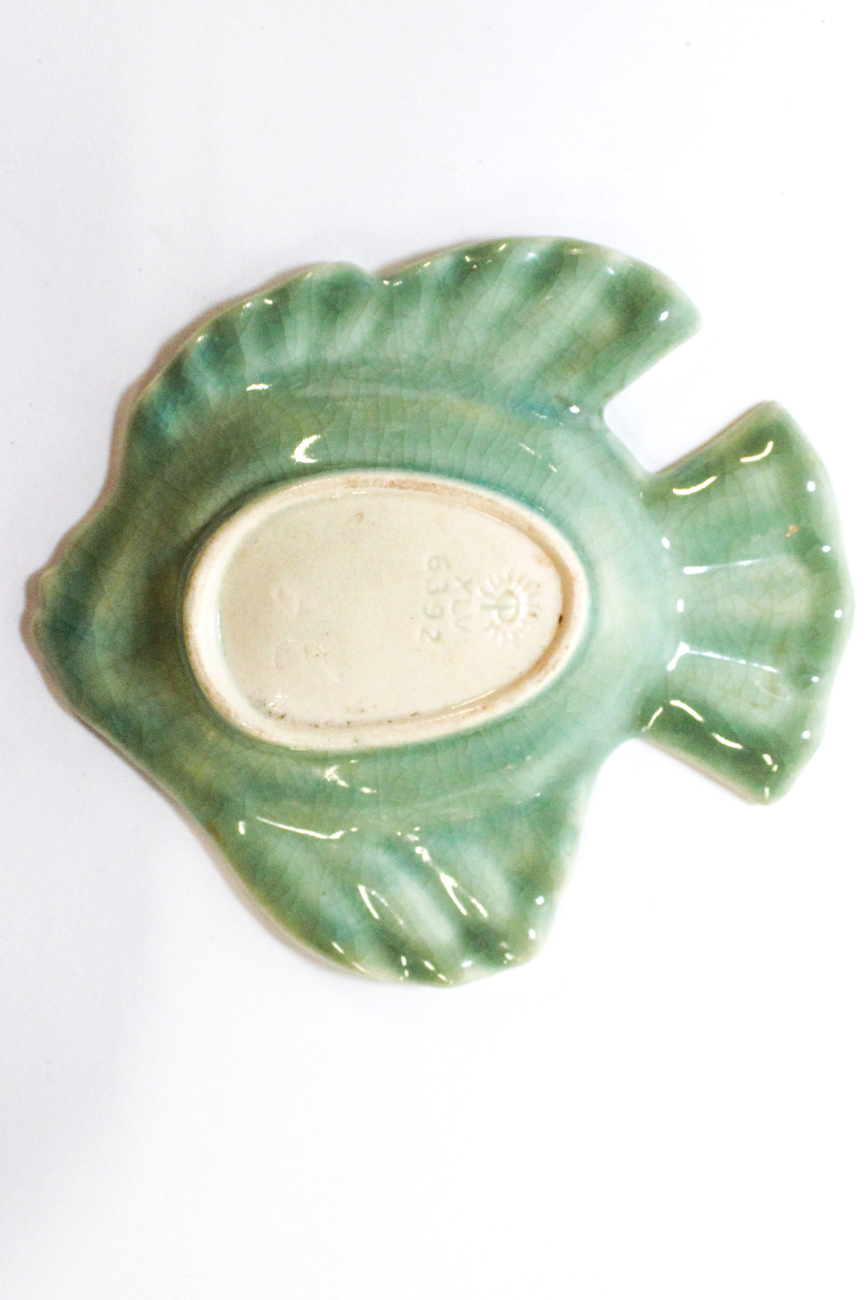 1945 Rookwood Pottery Green Fish Ash Receiver