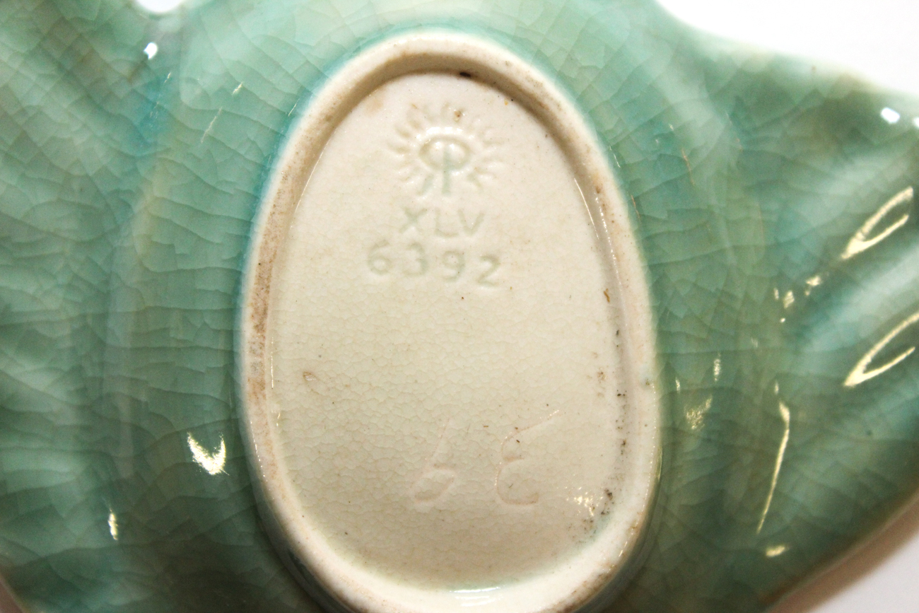 1945 Rookwood Pottery Green Fish Ash Receiver