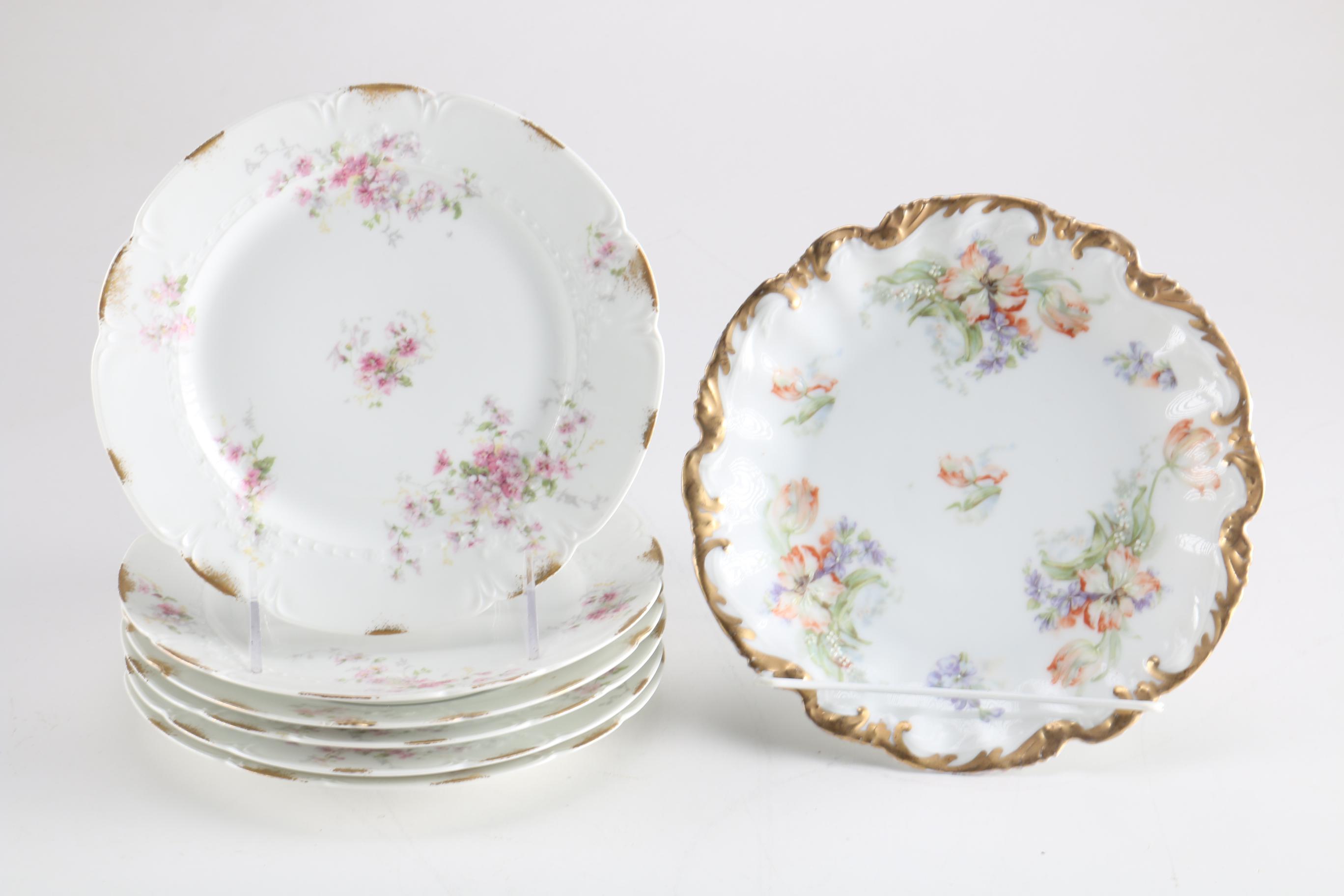 Collection of Seven Floral Limoges Plates