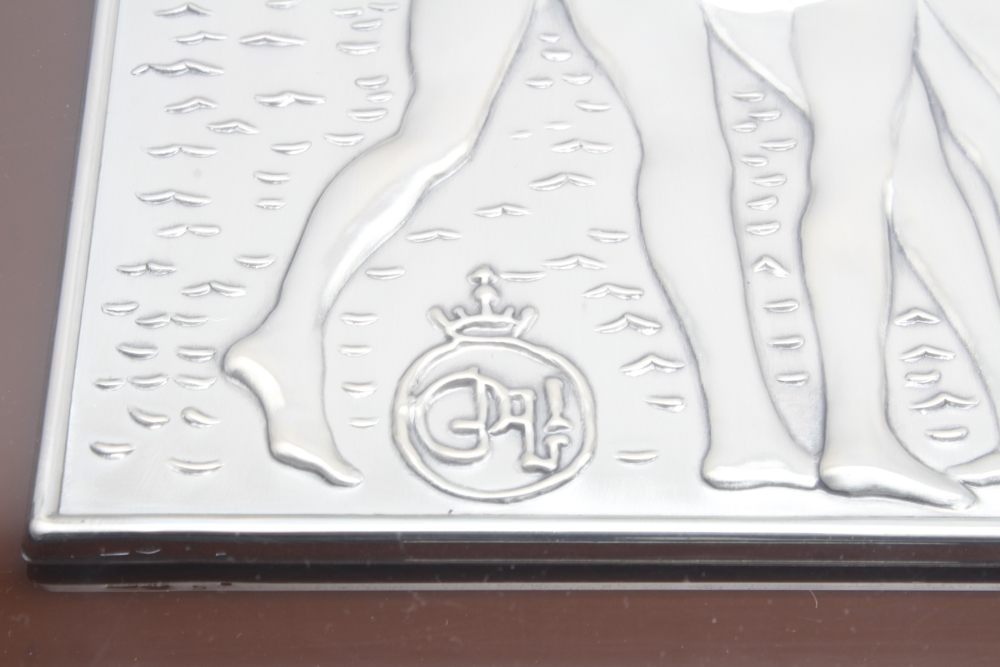 Framed Sculpture in Silver After Salvador Dalí's "Las Tres Gracias"