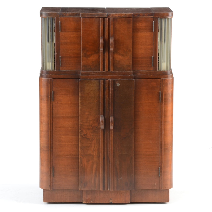 Walnut Art Deco Liquor Cabinet